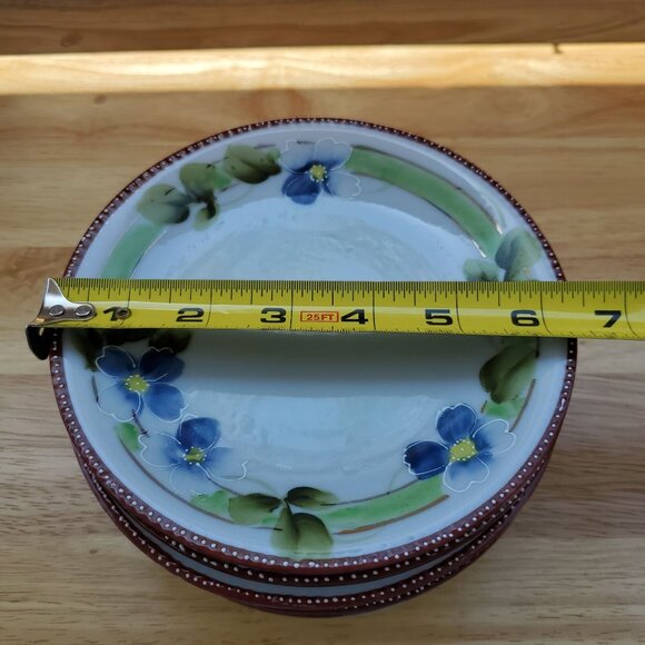 Set Of 6 VTG MCM Hand Painted Plates Made In Japan Floral Design 6.5 inch 1950s - Picture 4 of 12